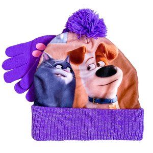 Secret Life of Pets Beanie and Gloves Set Boys Girls Kids Winter Hat Bundle